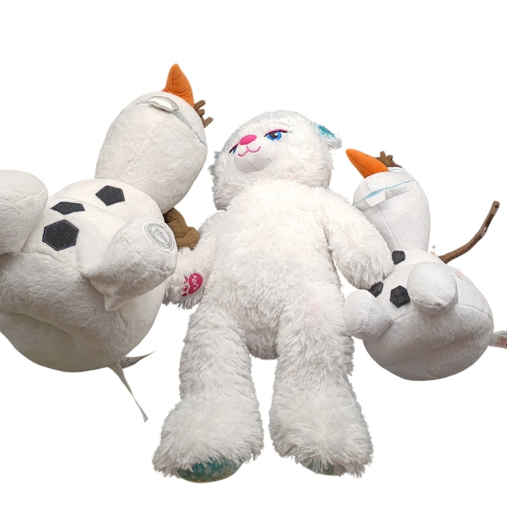 Disney Frozen Olaf Ty Sparkle Plush & Build-A-Bear White Snowflake Bear Lot